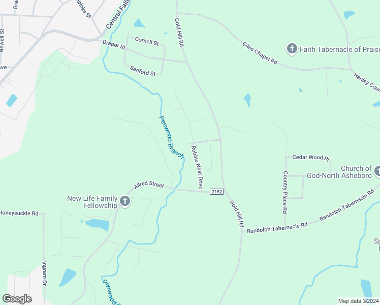 map of restaurants, bars, coffee shops, grocery stores, and more near 1361 Robins Nest Drive in Asheboro