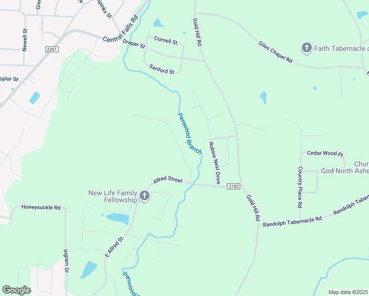 map of restaurants, bars, coffee shops, grocery stores, and more near 1372 Ridgewood Circle in Asheboro