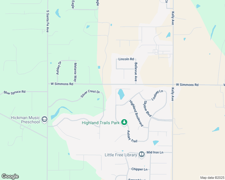 map of restaurants, bars, coffee shops, grocery stores, and more near 6904 Ashley Trail in Edmond