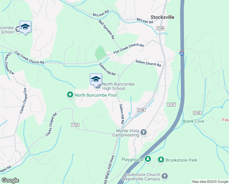 map of restaurants, bars, coffee shops, grocery stores, and more near 60 Salem Hill Road in Weaverville