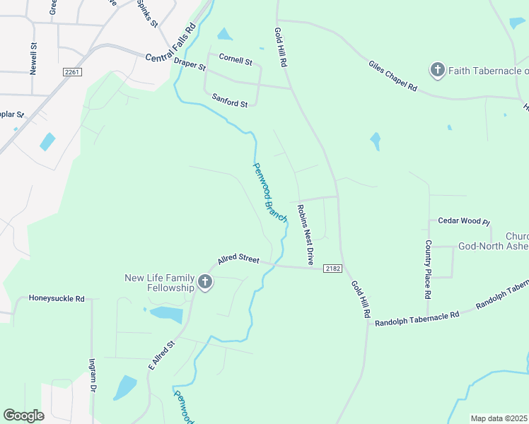 map of restaurants, bars, coffee shops, grocery stores, and more near 1372 Ridgewood Circle in Asheboro