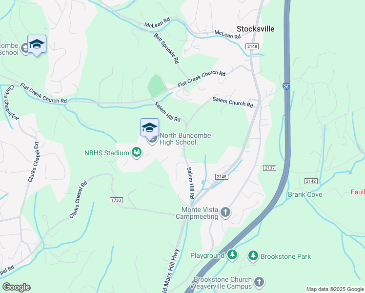 map of restaurants, bars, coffee shops, grocery stores, and more near 60 Salem Hill Road in Weaverville
