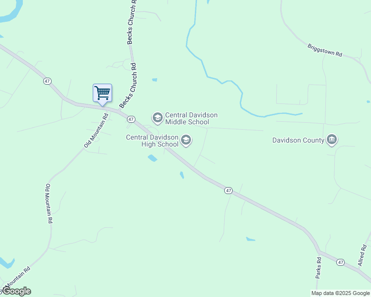 map of restaurants, bars, coffee shops, grocery stores, and more near 2747 North Carolina 47 in Lexington