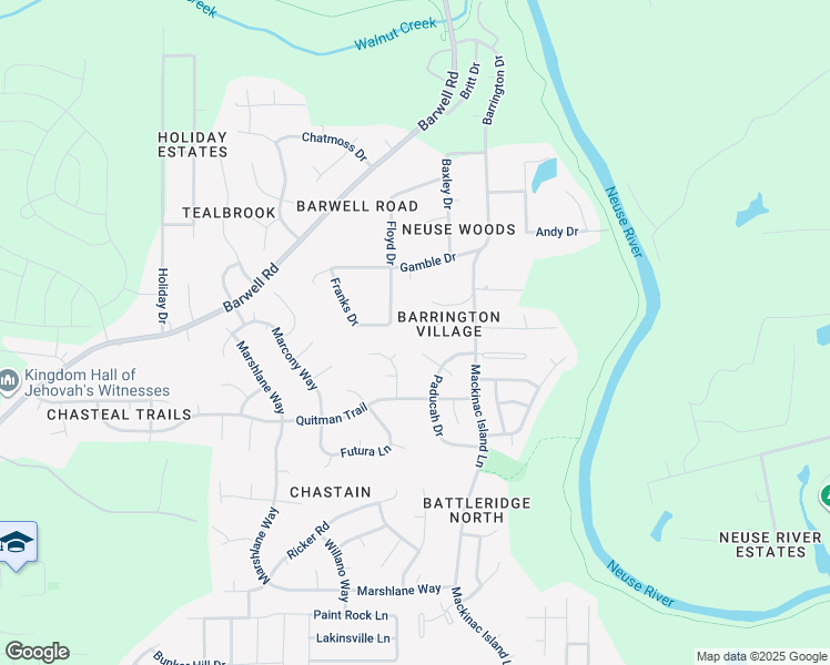 map of restaurants, bars, coffee shops, grocery stores, and more near 2900 Benjamin Hill Circle in Raleigh