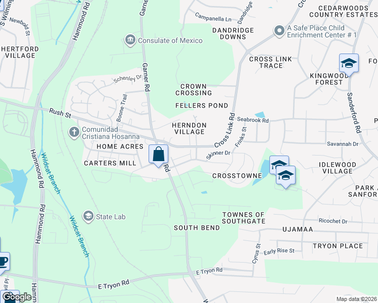 map of restaurants, bars, coffee shops, grocery stores, and more near 752 Grove Creek Lane in Raleigh