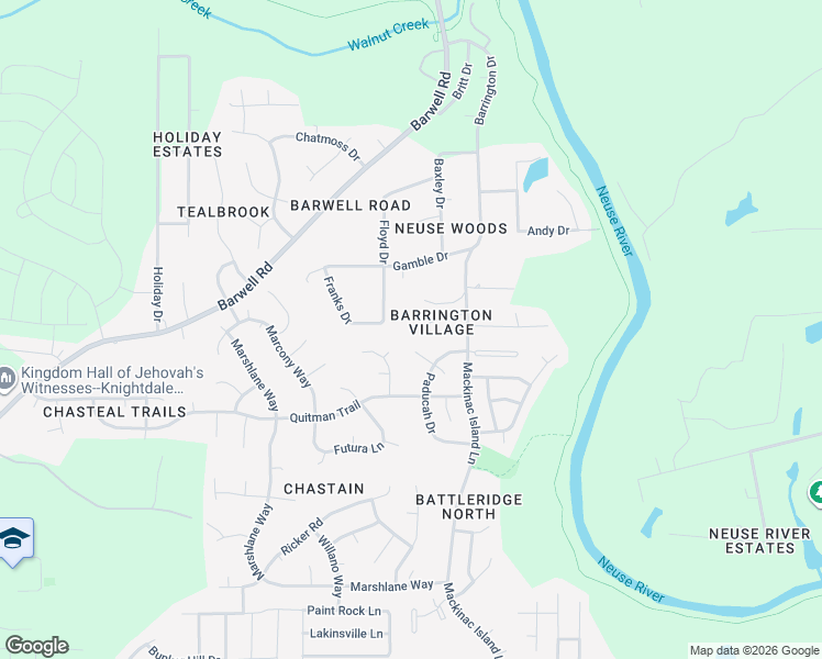 map of restaurants, bars, coffee shops, grocery stores, and more near 2900 Benjamin Hill Circle in Raleigh