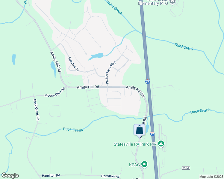 map of restaurants, bars, coffee shops, grocery stores, and more near 107 Planters Drive in Statesville