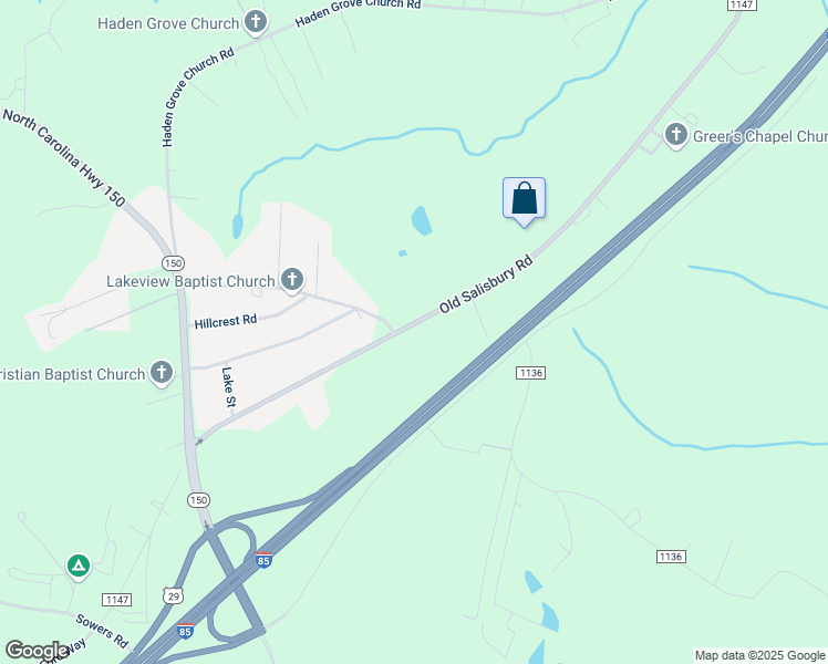 map of restaurants, bars, coffee shops, grocery stores, and more near 8823 Old Salisbury Road in Linwood