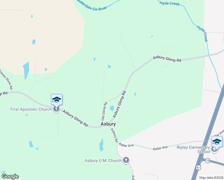 map of restaurants, bars, coffee shops, grocery stores, and more near 76 Old Glimp Road in Ripley