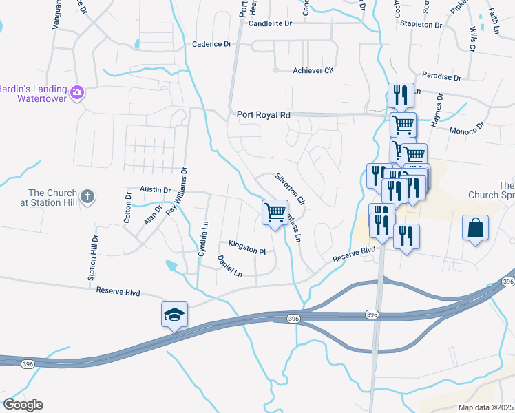 map of restaurants, bars, coffee shops, grocery stores, and more near 1048 Solomon Lane in Spring Hill