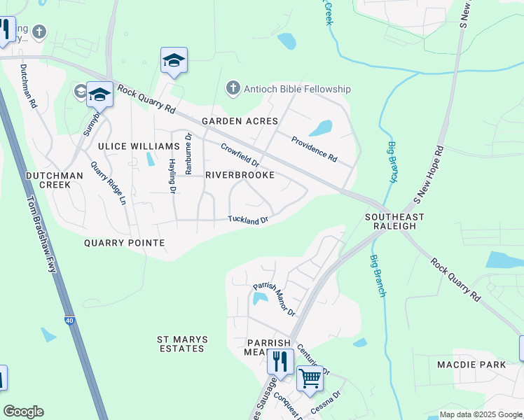 map of restaurants, bars, coffee shops, grocery stores, and more near 3008 Twinfield Court in Raleigh