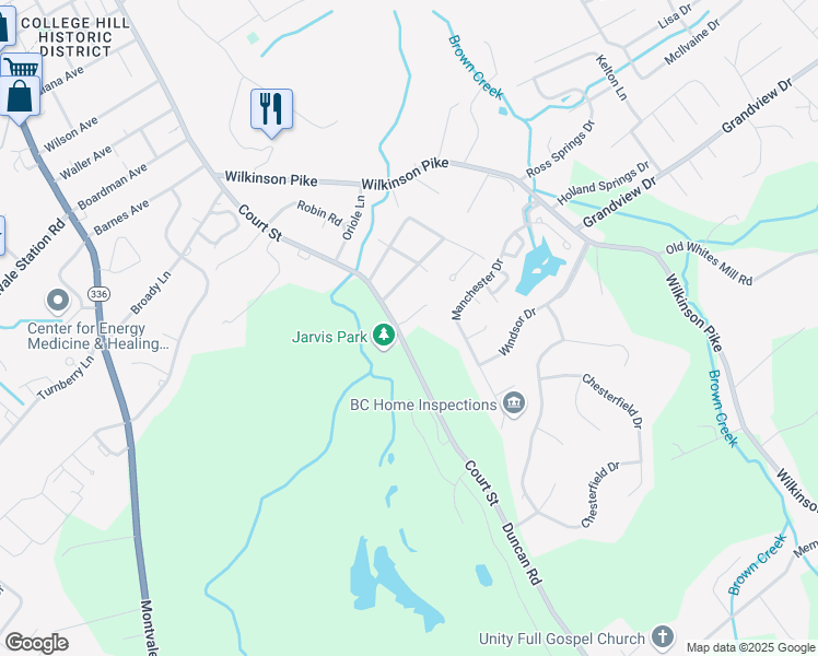 map of restaurants, bars, coffee shops, grocery stores, and more near 100 Hummingbird Drive in Maryville