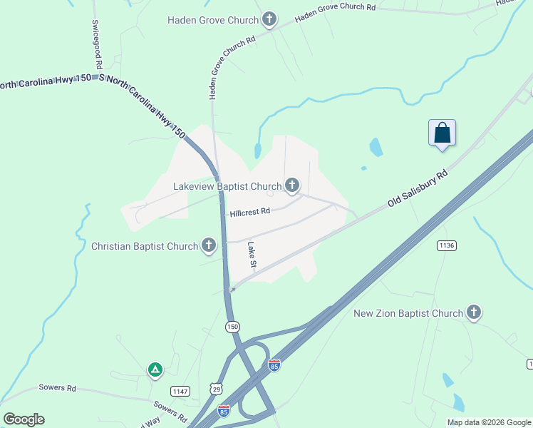 map of restaurants, bars, coffee shops, grocery stores, and more near 377 Lakeview Church Road in Linwood
