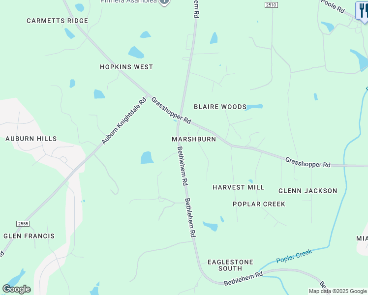 map of restaurants, bars, coffee shops, grocery stores, and more near 1016 Eagleshire Place in Raleigh