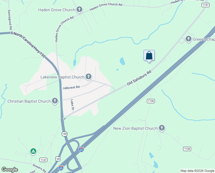 map of restaurants, bars, coffee shops, grocery stores, and more near 230 Lakeview Church Road in Linwood