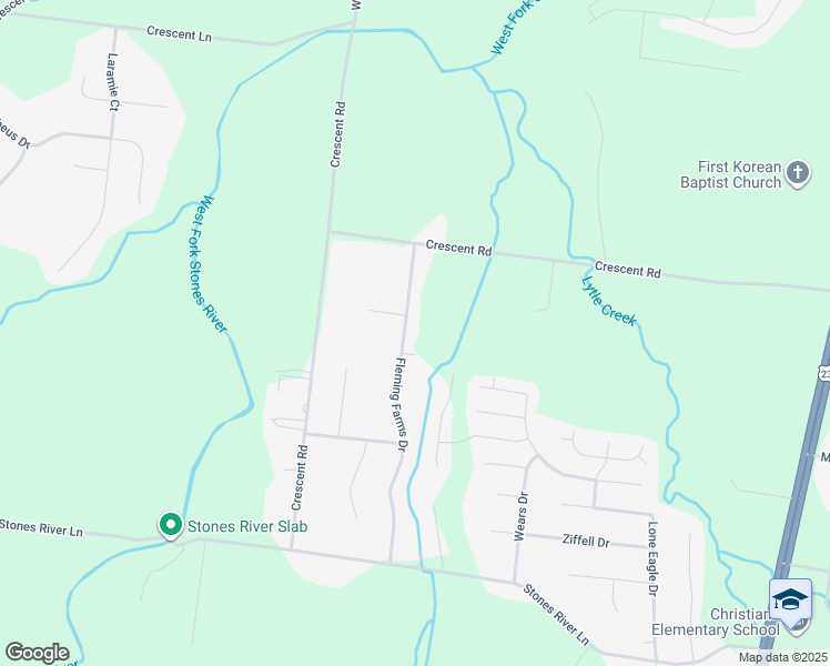 map of restaurants, bars, coffee shops, grocery stores, and more near 647 Fleming Farms Drive in Murfreesboro