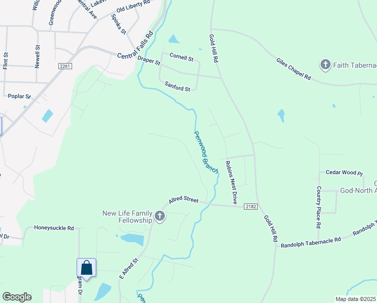 map of restaurants, bars, coffee shops, grocery stores, and more near 1412 Ridgewood Circle in Asheboro
