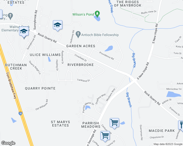 map of restaurants, bars, coffee shops, grocery stores, and more near 4405 Viewmont Drive in Raleigh