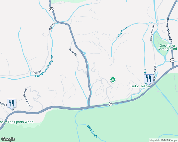 map of restaurants, bars, coffee shops, grocery stores, and more near 210 Buckhorn Road in Gatlinburg