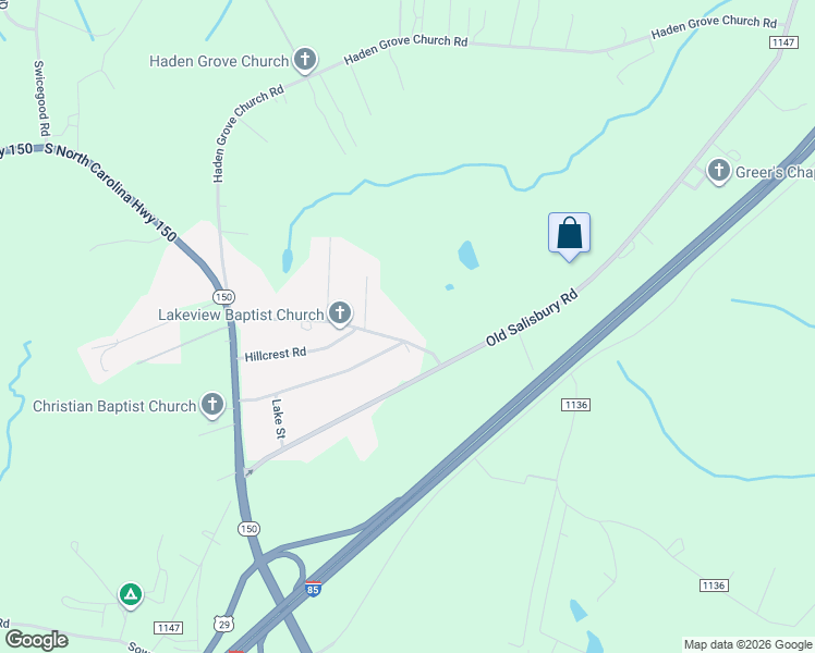 map of restaurants, bars, coffee shops, grocery stores, and more near 230 Lakeview Church Road in Linwood