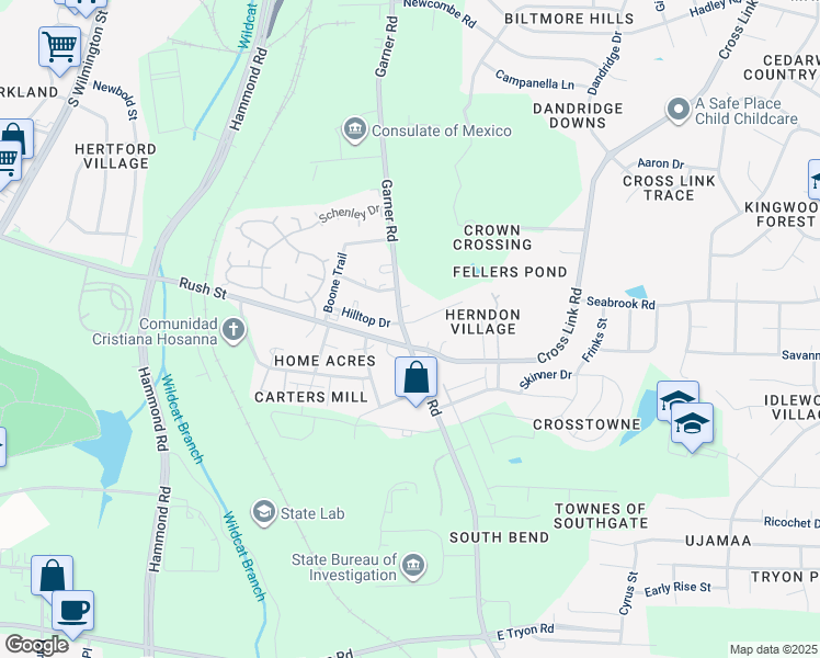 map of restaurants, bars, coffee shops, grocery stores, and more near in Raleigh