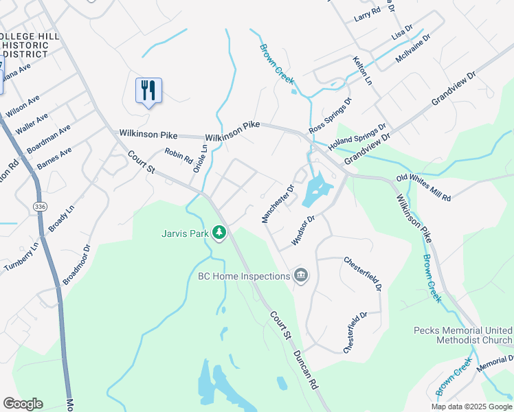 map of restaurants, bars, coffee shops, grocery stores, and more near 180 Manchester Drive in Maryville