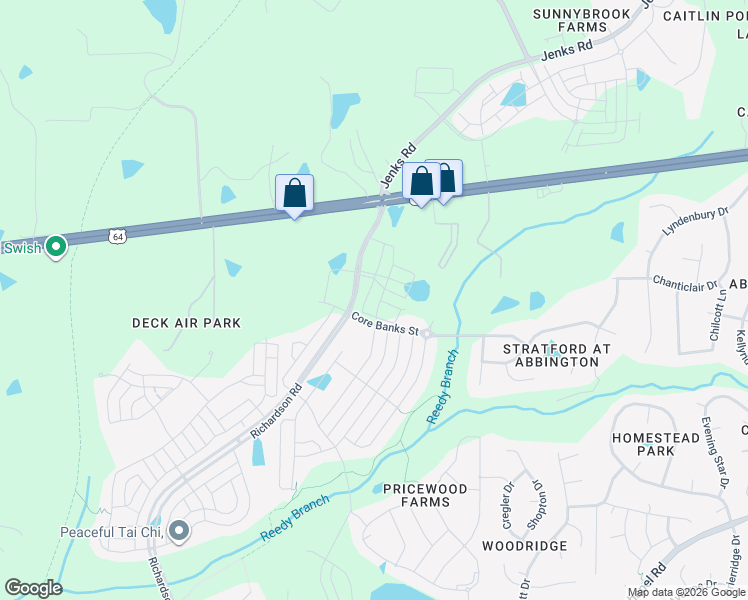 map of restaurants, bars, coffee shops, grocery stores, and more near 1102 Russet Lane in Apex