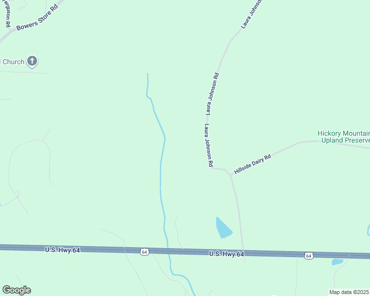 map of restaurants, bars, coffee shops, grocery stores, and more near 301 Laura Johnson Road in Pittsboro