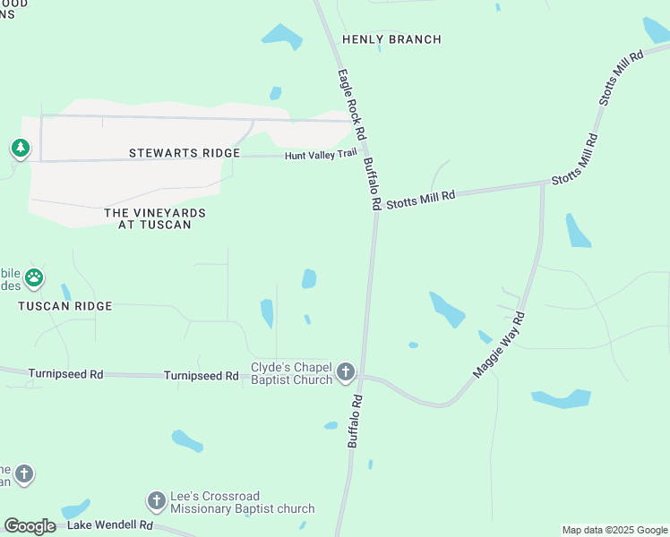 map of restaurants, bars, coffee shops, grocery stores, and more near 16925 Buffalo Road in Wendell