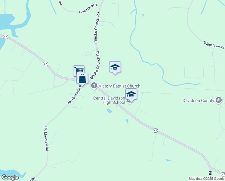 map of restaurants, bars, coffee shops, grocery stores, and more near 2591 Highway 47 in Lexington