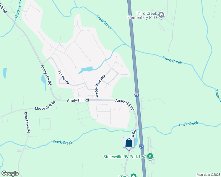map of restaurants, bars, coffee shops, grocery stores, and more near 124 Raemont Lane in Statesville