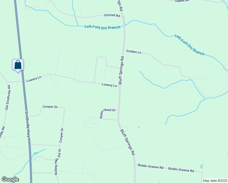 map of restaurants, bars, coffee shops, grocery stores, and more near 2219 Bluff Springs Road in McMinnville