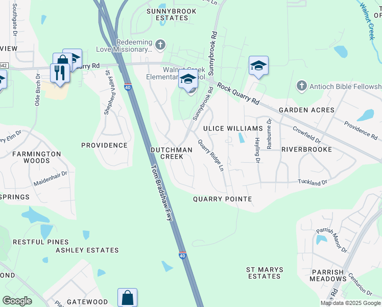 map of restaurants, bars, coffee shops, grocery stores, and more near 2758 Windchase Drive in Raleigh