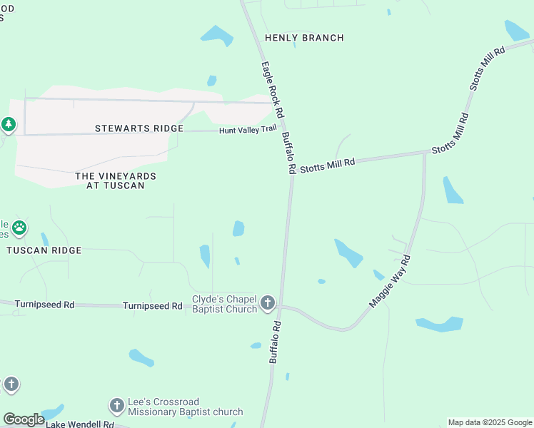 map of restaurants, bars, coffee shops, grocery stores, and more near 16925 Buffalo Road in Wendell