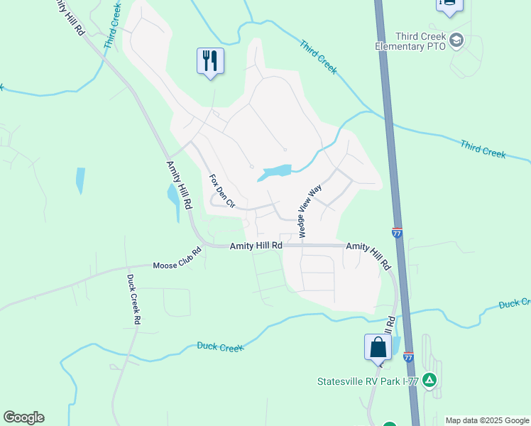 map of restaurants, bars, coffee shops, grocery stores, and more near 193 Fox Den Circle in Statesville