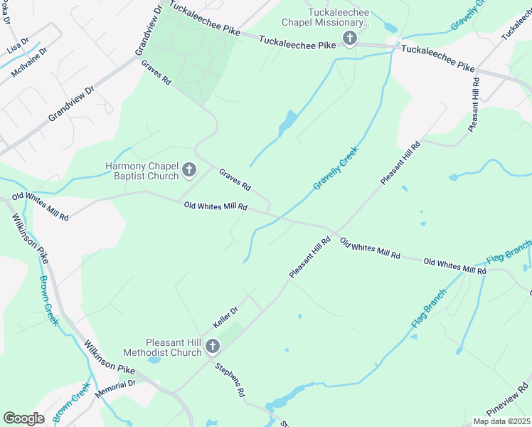 map of restaurants, bars, coffee shops, grocery stores, and more near Old Whites Mill Road in Maryville