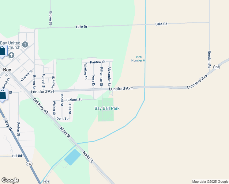 map of restaurants, bars, coffee shops, grocery stores, and more near 900 Lunsford Avenue in Bay