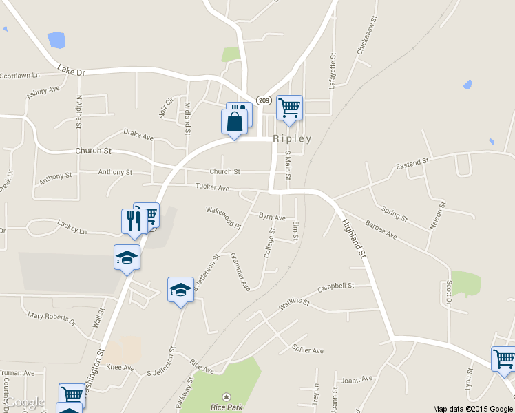 map of restaurants, bars, coffee shops, grocery stores, and more near 149 S Jefferson St in Ripley