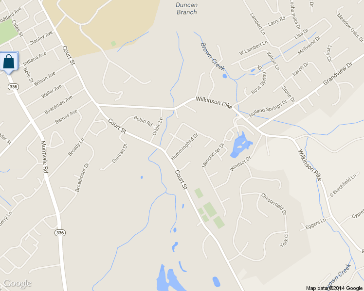 map of restaurants, bars, coffee shops, grocery stores, and more near 107 Hummingbird Drive in Maryville