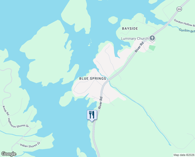 map of restaurants, bars, coffee shops, grocery stores, and more near 120 Blue Springs Circle in Ten Mile