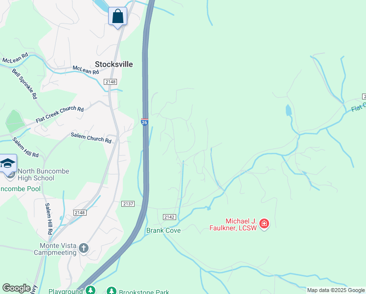 map of restaurants, bars, coffee shops, grocery stores, and more near 4 Pleasant Valley Drive in Weaverville