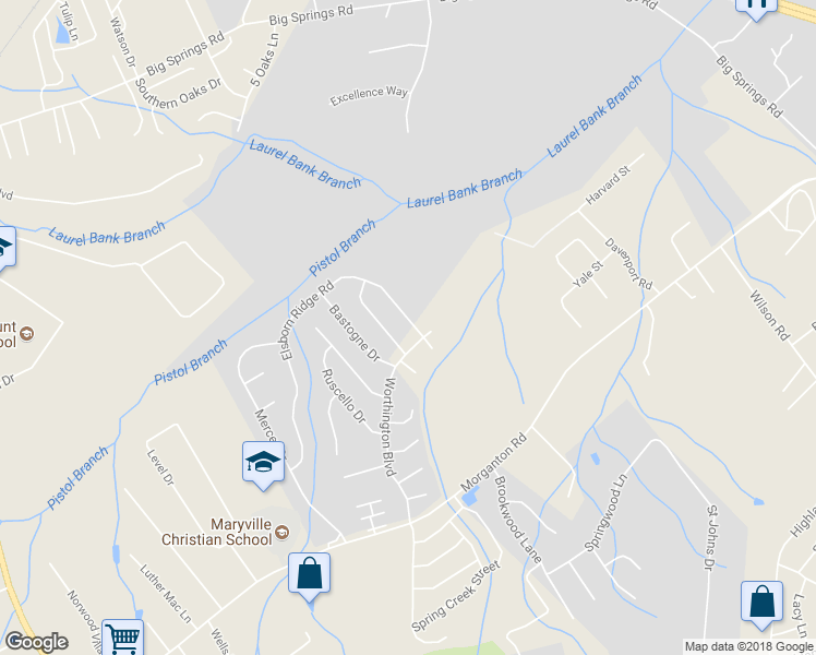 map of restaurants, bars, coffee shops, grocery stores, and more near 1234 Elsborn Ridge Road in Maryville