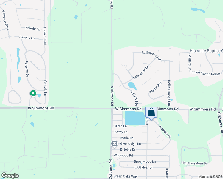 map of restaurants, bars, coffee shops, grocery stores, and more near 13119-13303 South Coltrane Road in Edmond