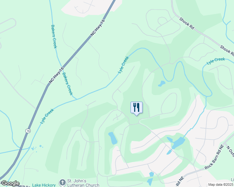 map of restaurants, bars, coffee shops, grocery stores, and more near 2336 Doe Court in Conover
