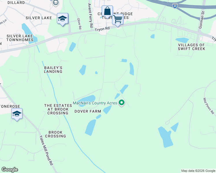 map of restaurants, bars, coffee shops, grocery stores, and more near 2805 Dover Farm Road in Raleigh