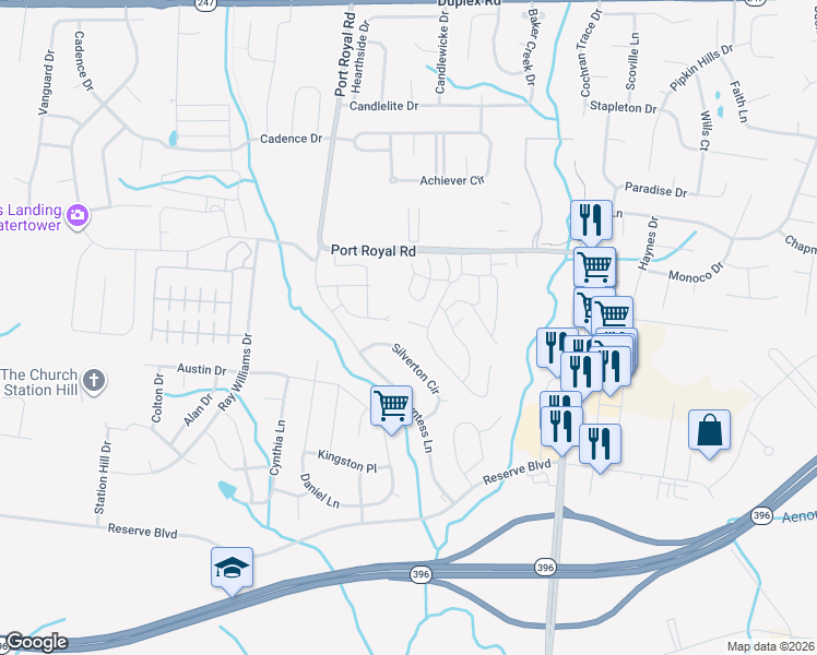 map of restaurants, bars, coffee shops, grocery stores, and more near 2013 Lavender Court in Spring Hill