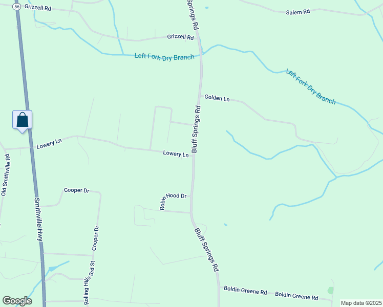 map of restaurants, bars, coffee shops, grocery stores, and more near 2219 Bluff Springs Road in McMinnville