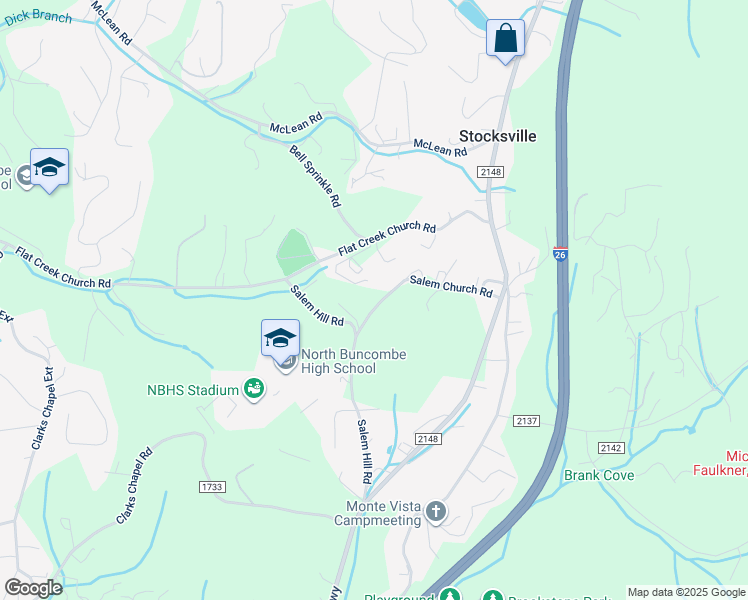 map of restaurants, bars, coffee shops, grocery stores, and more near 99999 Salem Church Road in Weaverville