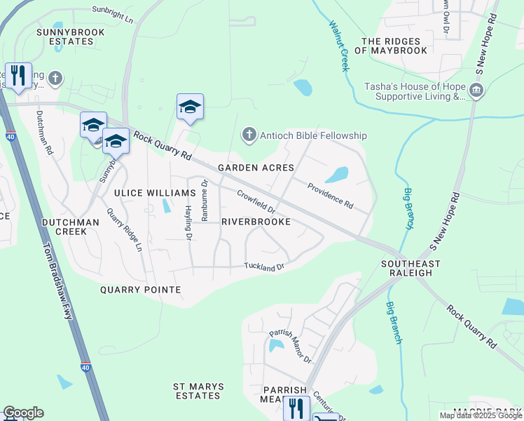 map of restaurants, bars, coffee shops, grocery stores, and more near in Raleigh