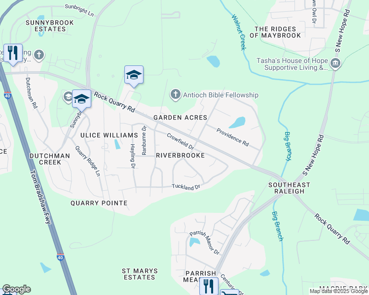 map of restaurants, bars, coffee shops, grocery stores, and more near in Raleigh